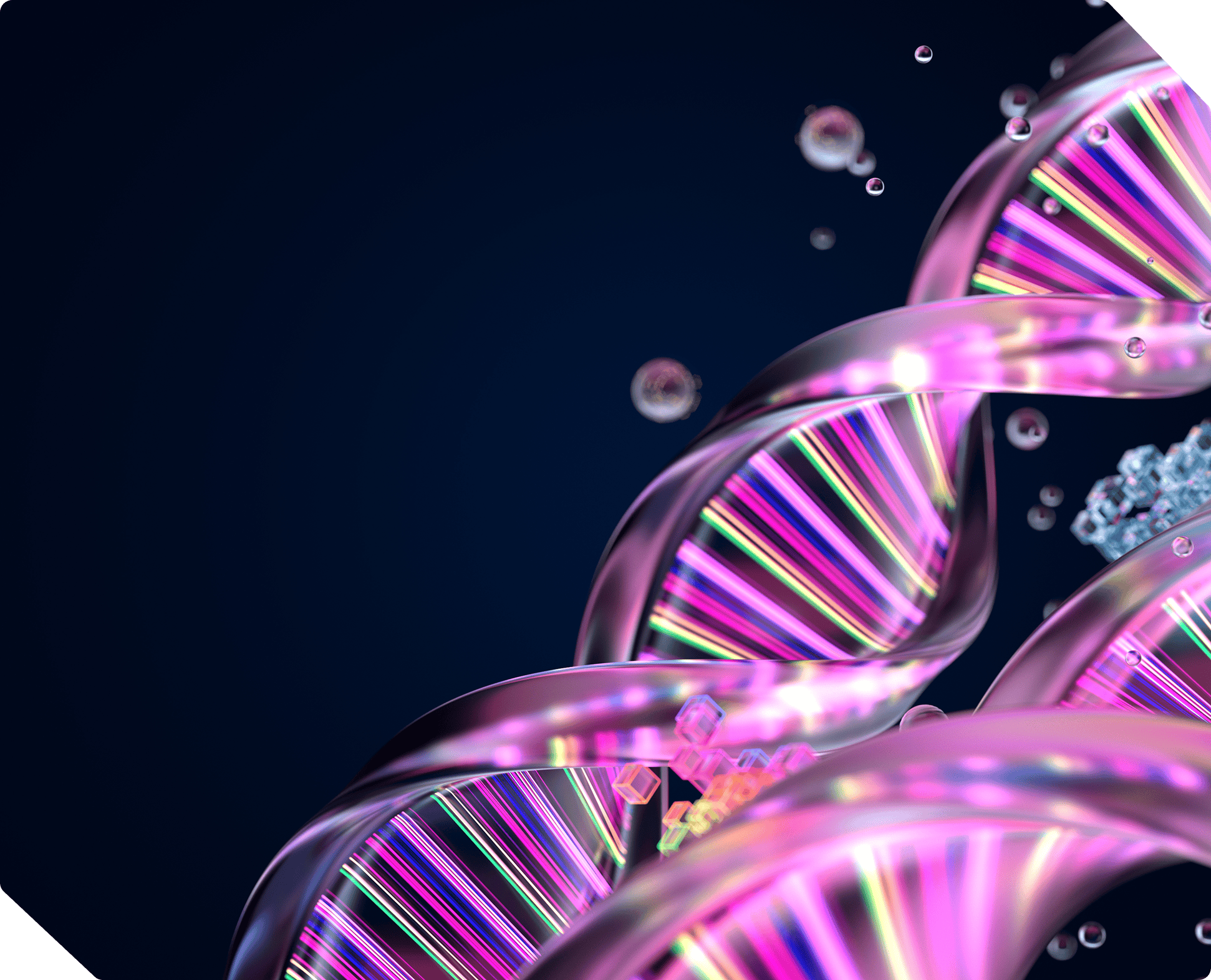 Colorful DNA helix on dark background
